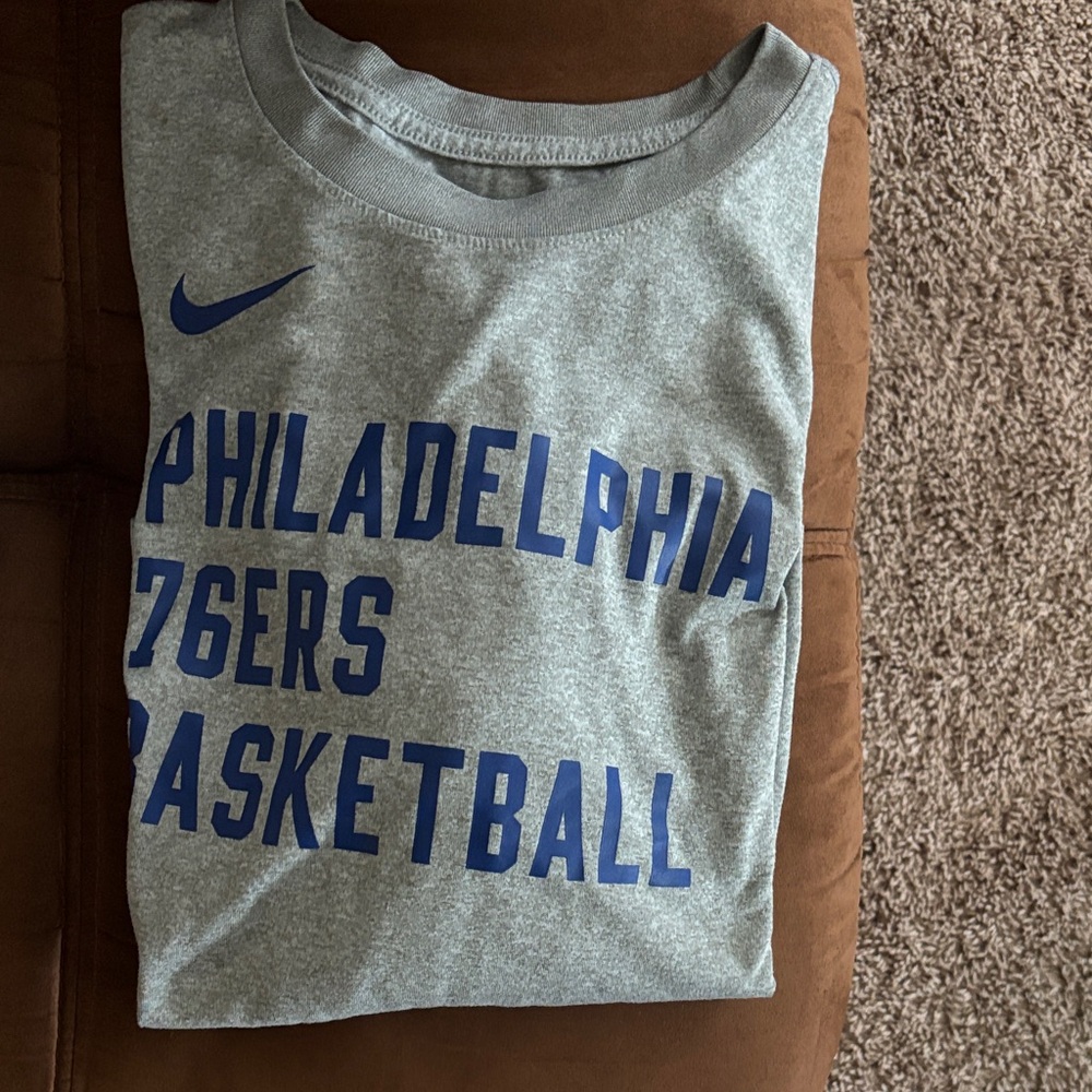 Nike Gray and Blue Philadelphia 76ers Tee